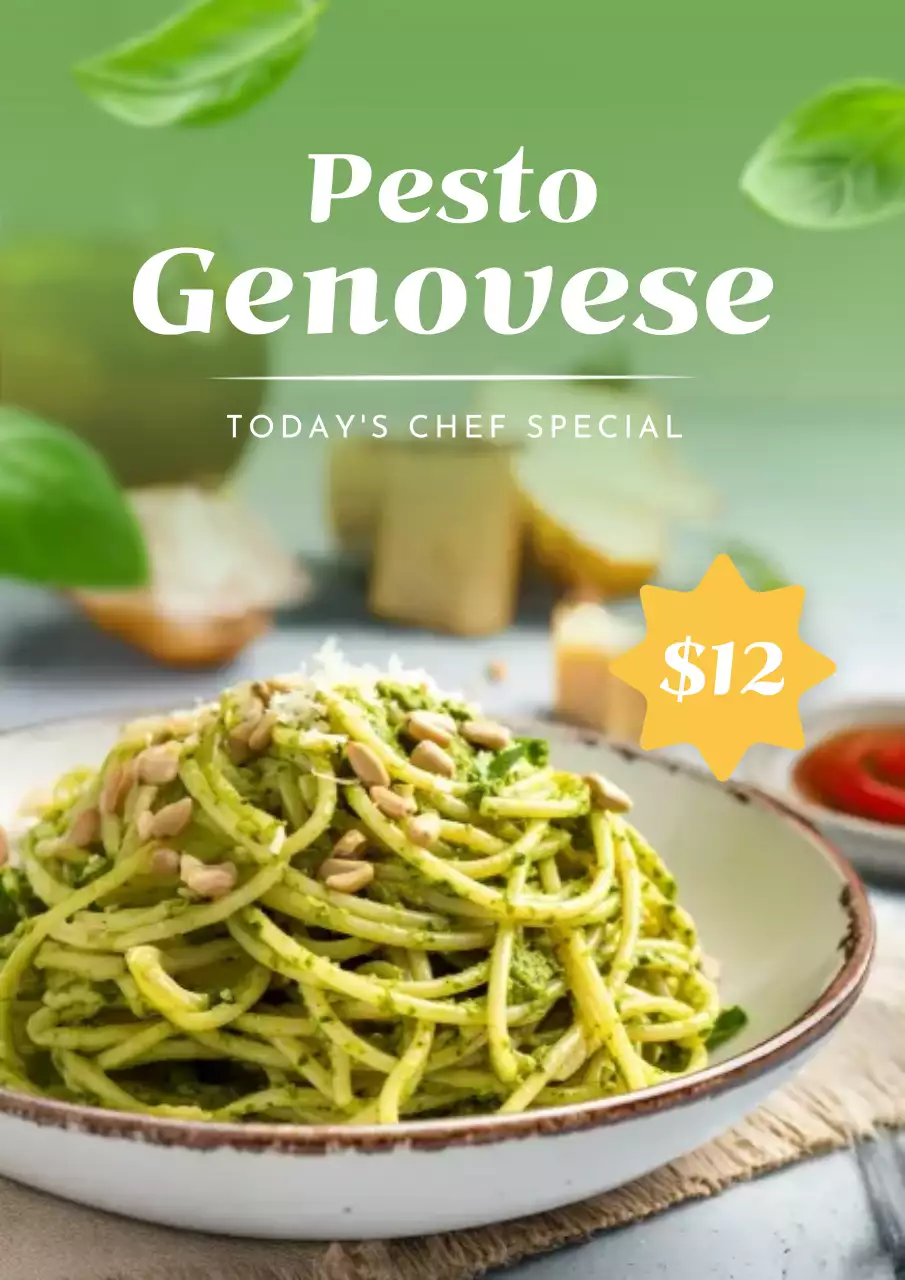 Green Modern Pasta Menu Poster