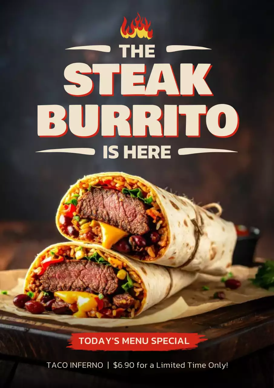 Brown Rustic Burrito Promotion Poster
