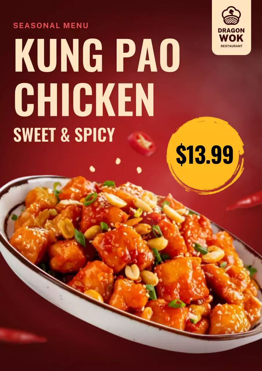 red modern food menu