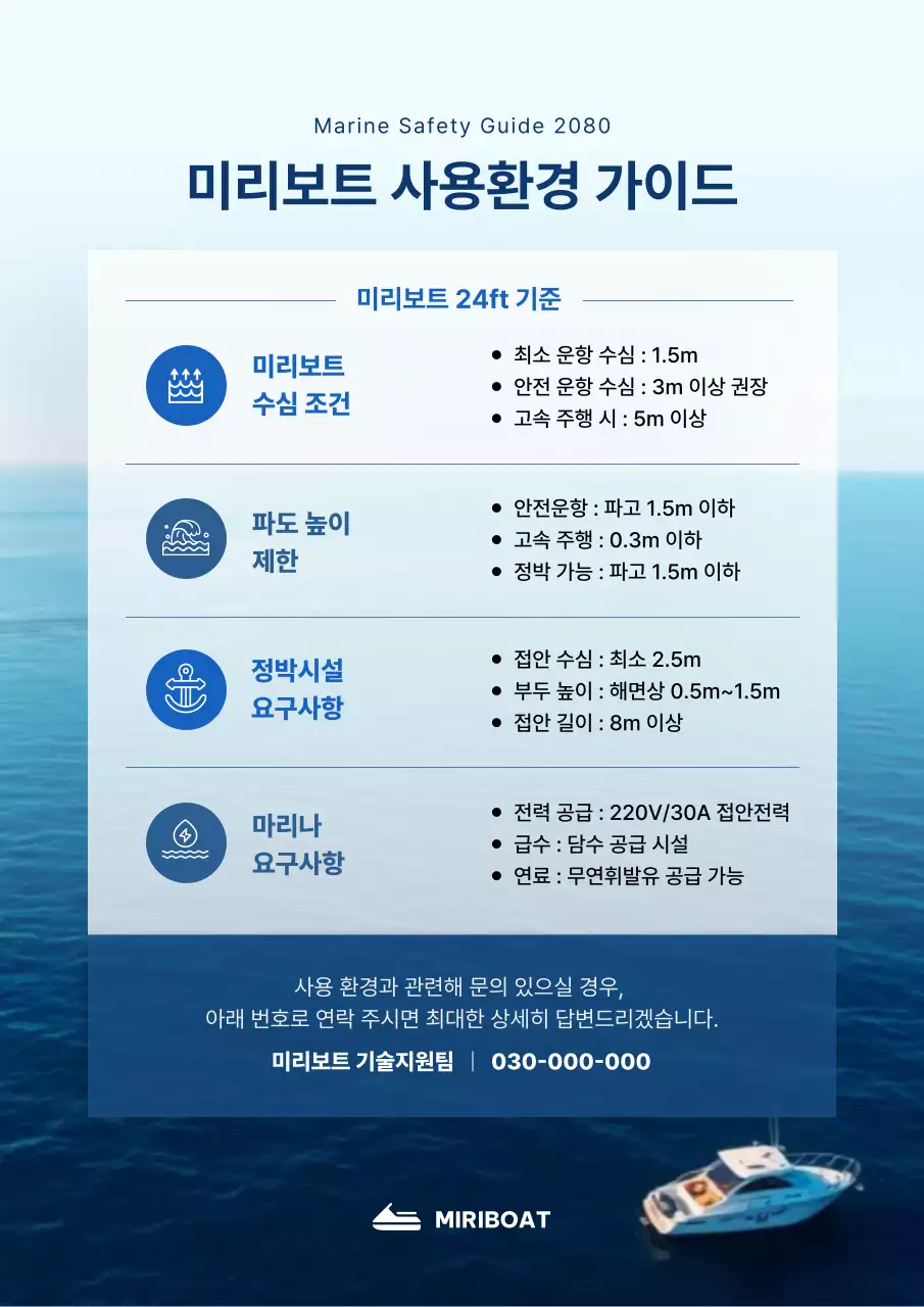 하늘색 깔끔 보트 안전 지침