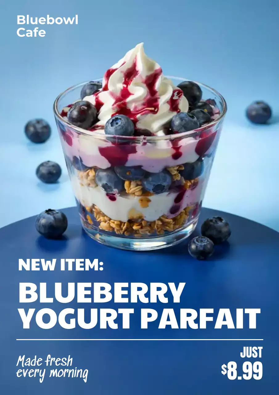 Blue Modern Dessert Advertisement Poster