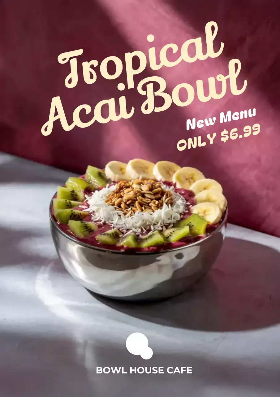Maroon Modern Acai Bowl Promotion Poster