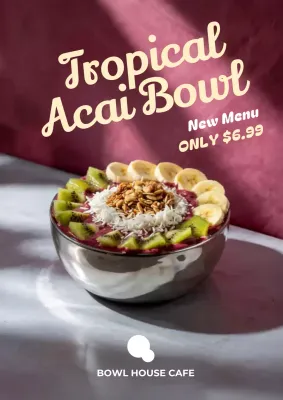 Maroon Modern Acai Bowl Promotion Poster