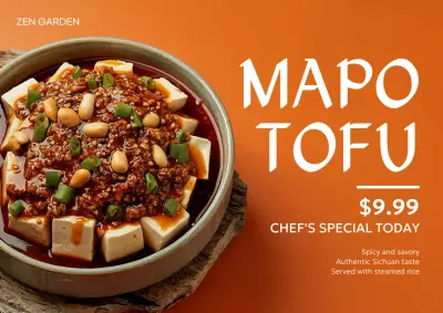 Orange Traditional Mapo Tofu Promotion Poster
