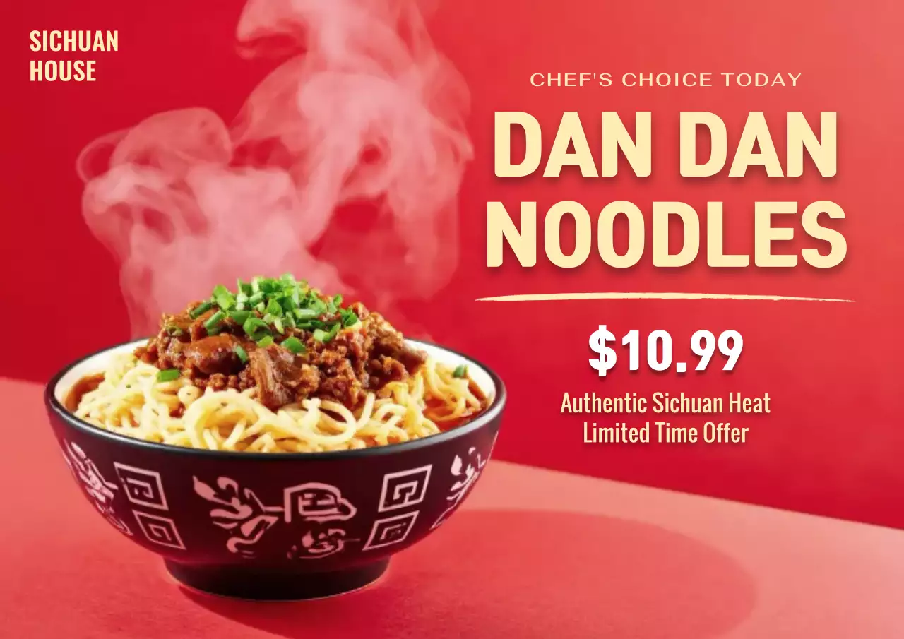 Red Modern Noodles Promotion Poster