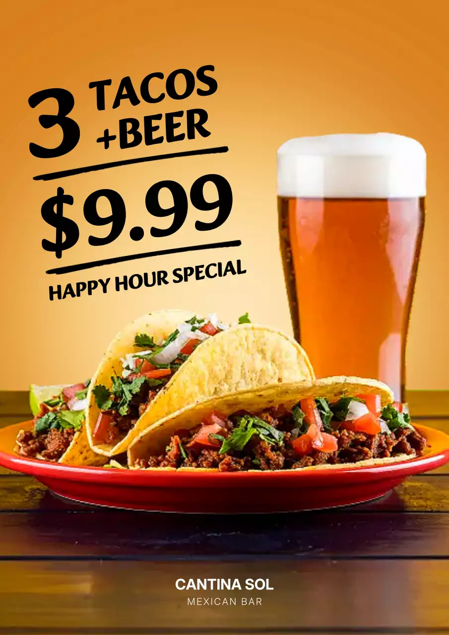 Orange Trendy Taco Promotion Poster