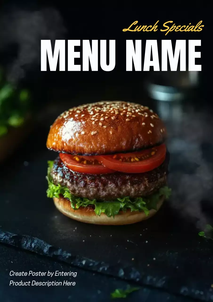 black modern burger menu