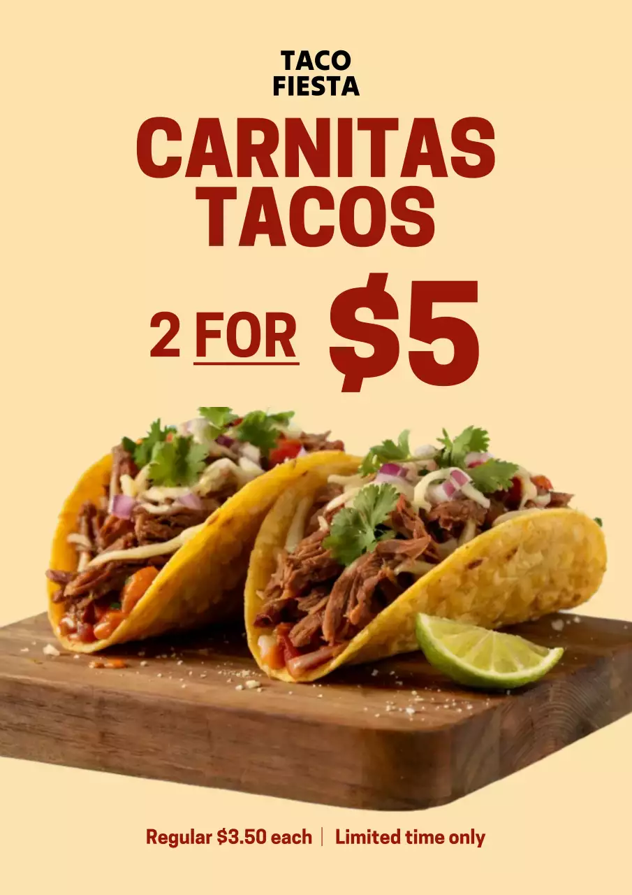 Beige Modern Taco Promotion Poster