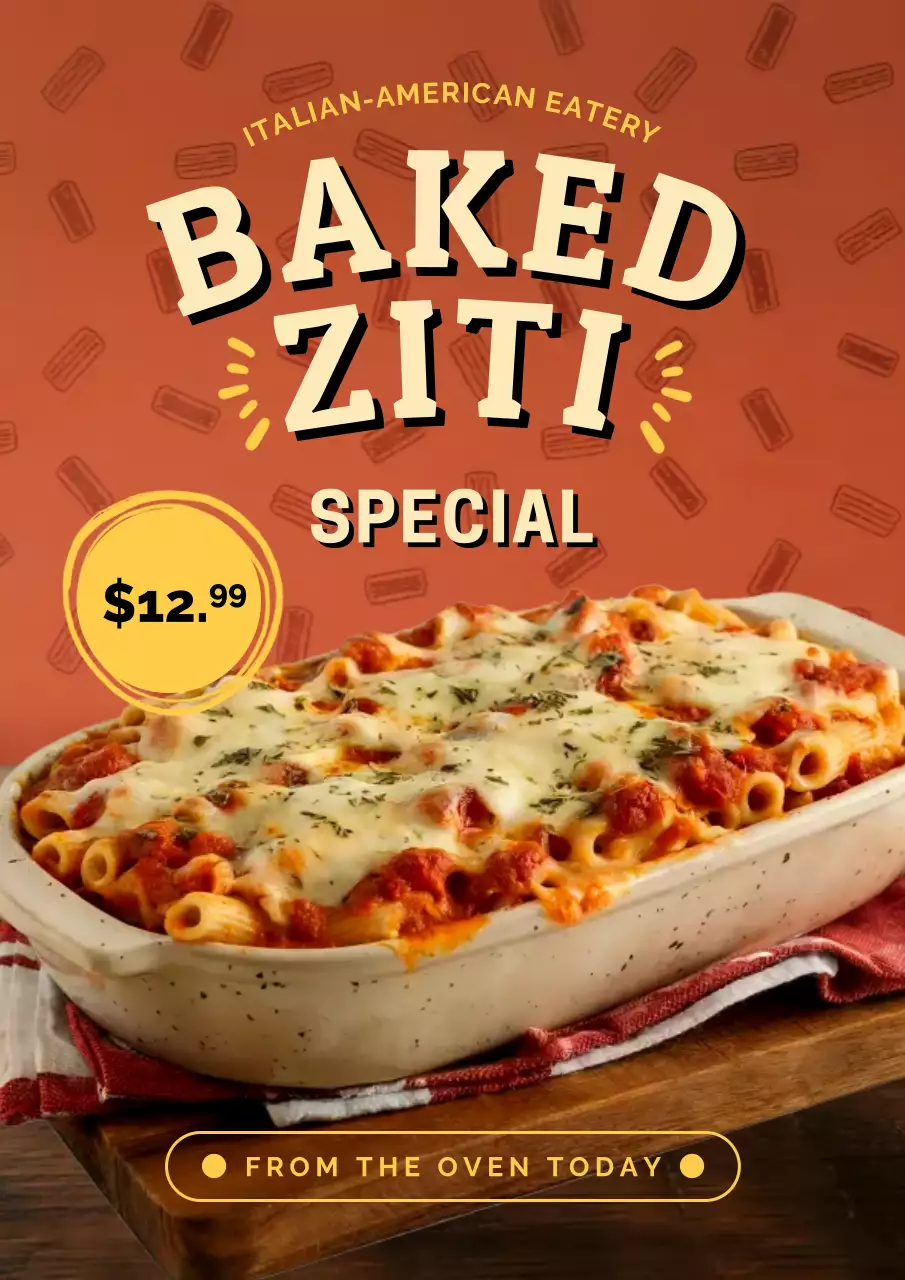 Orange Retro Pasta Advertisement Poster