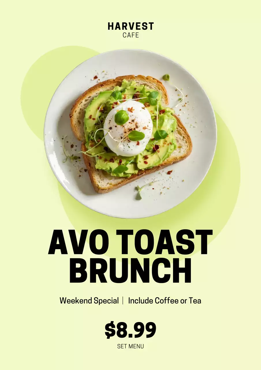 Green Modern Brunch Menu Poster