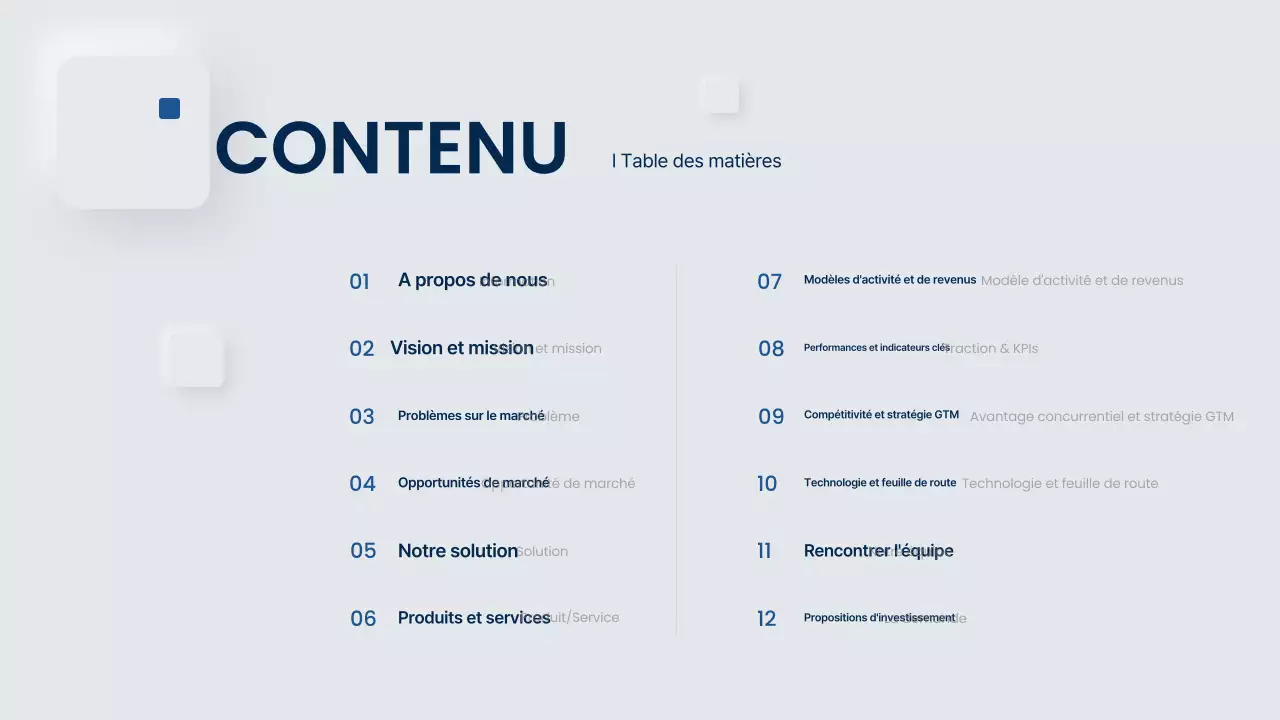 Proposition commerciale moderne en gris et bleu marine