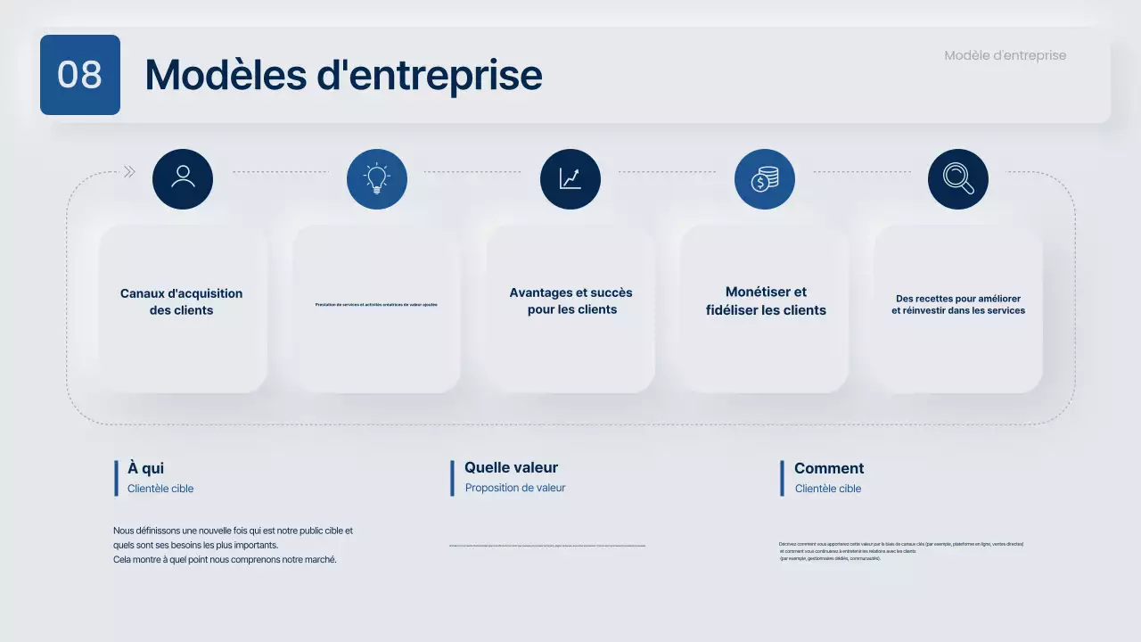 Proposition commerciale moderne en gris et bleu marine