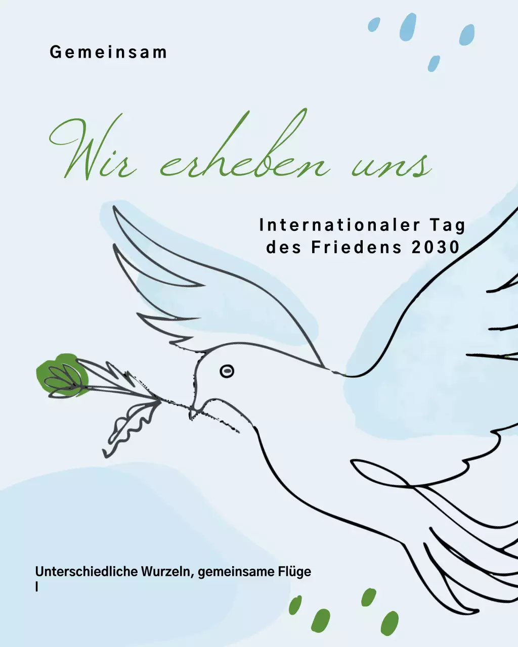 Blauer minimalistischer Instagram-Beitrag zur Friedensankündigung