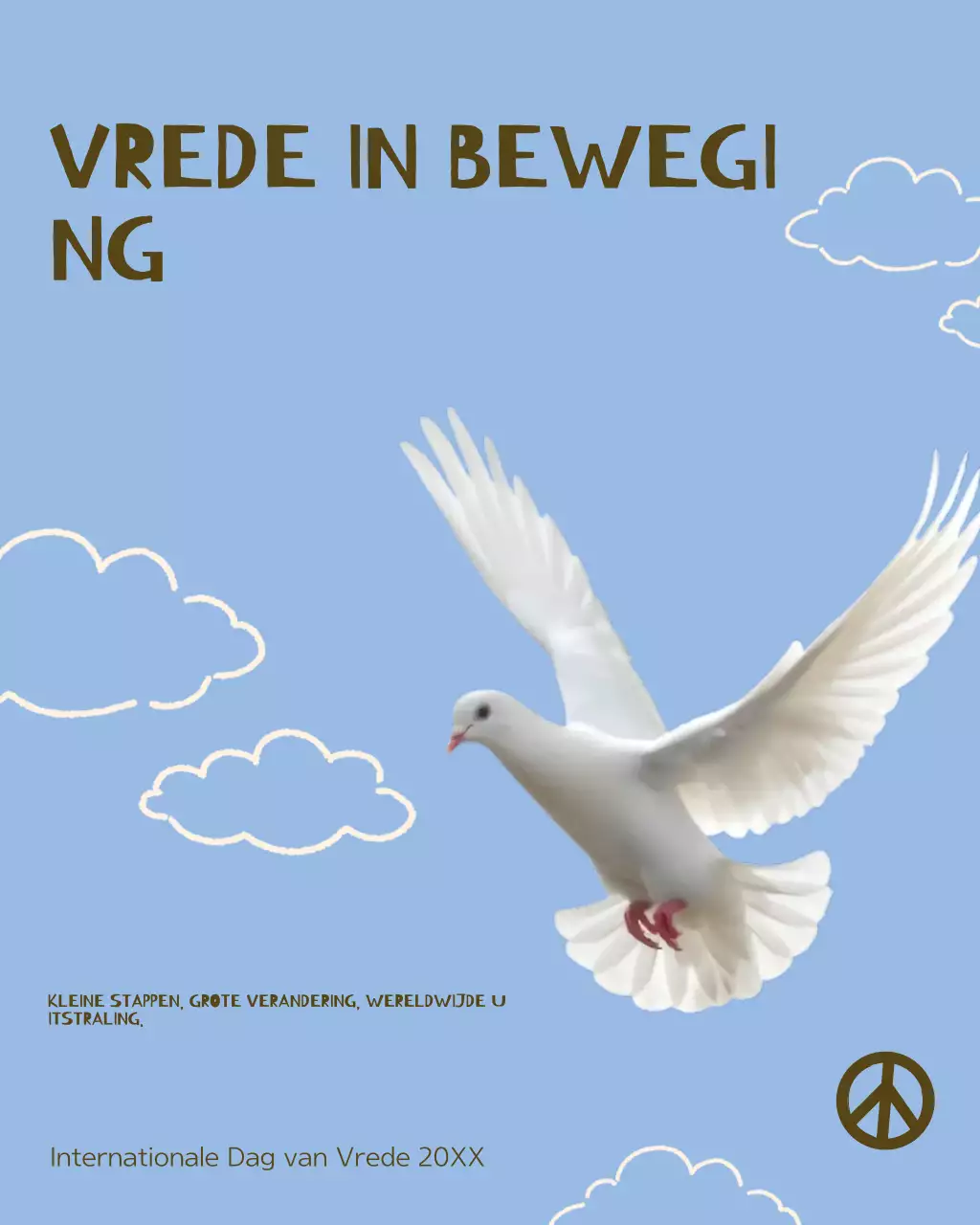 Blauwe minimale vredesaankondiging Instagram-bericht