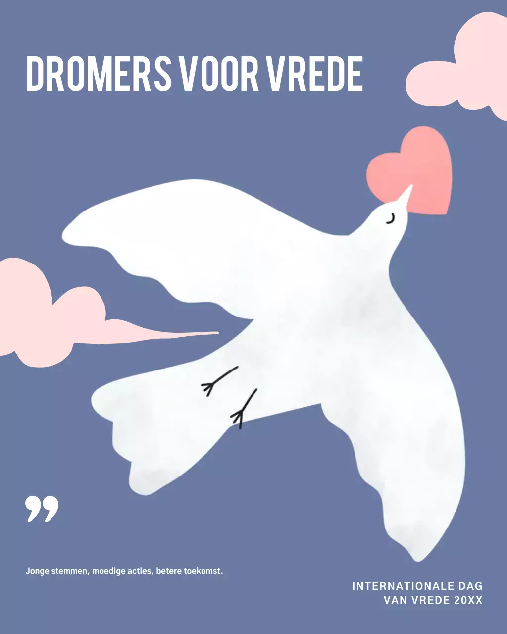 Blauwe minimale vredesaankondiging Instagram-bericht