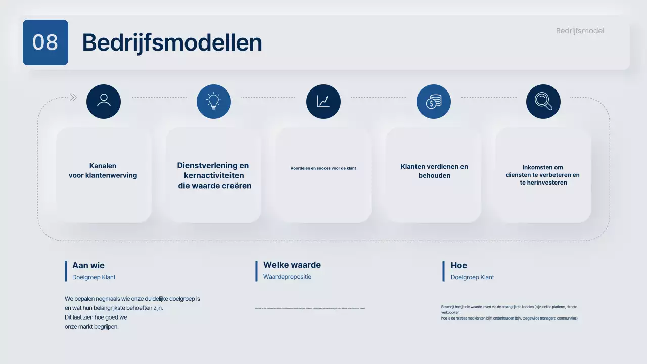 Modern bedrijfsplan in grijs en marineblauw