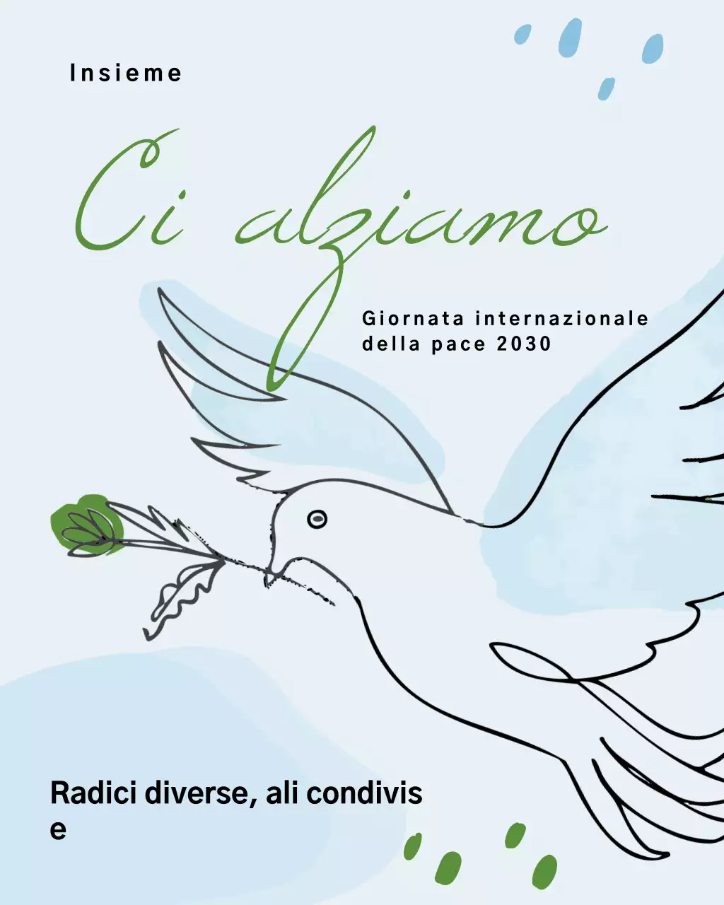 Post di Instagram con annuncio di pace minimalista blu