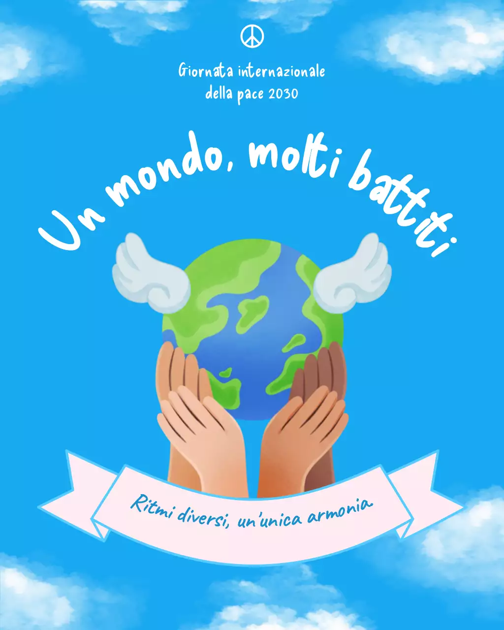 Annuncio di pace artistica blu su Instagram