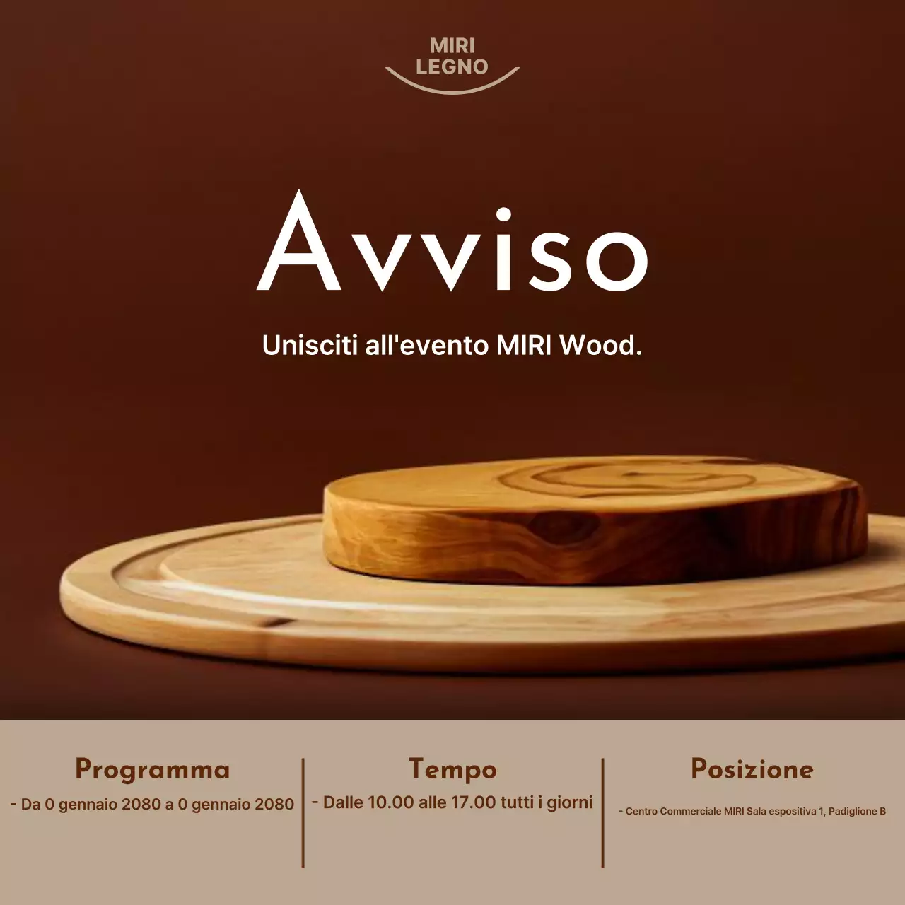 Avviso informativo sull'evento Brown Simple