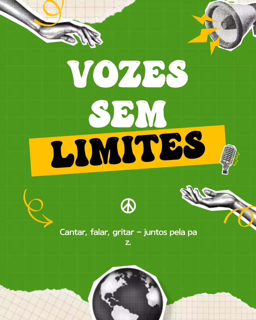 Postagem de promoção da paz retrô verde no Instagram