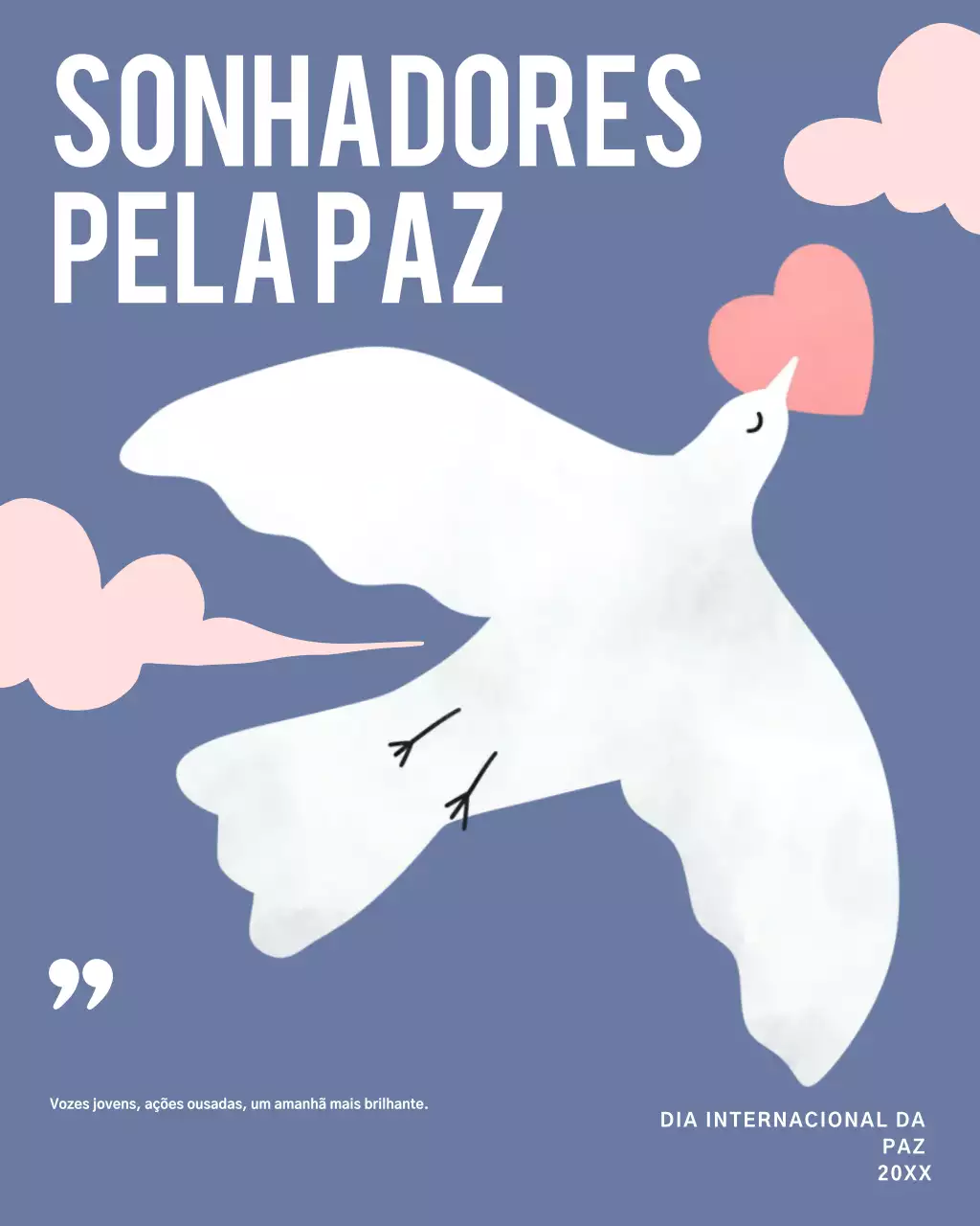 Publicação no Instagram sobre o anúncio da paz minimalista em azul