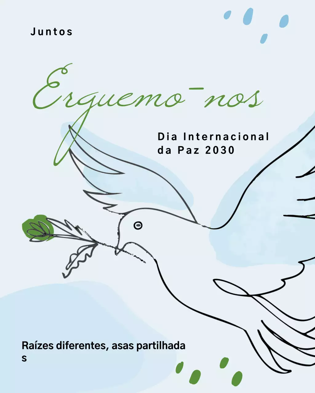 Publicação minimalista azul no Instagram sobre o anúncio da paz