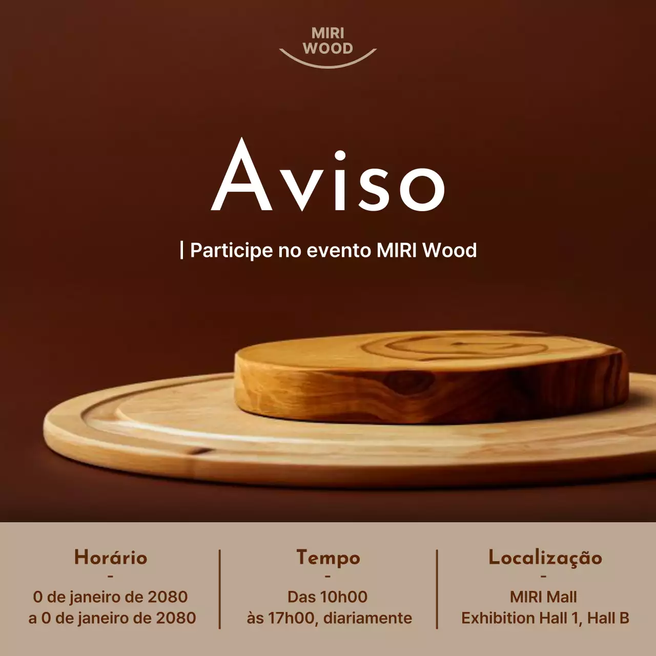 Aviso de informações sobre o evento Brown Simple