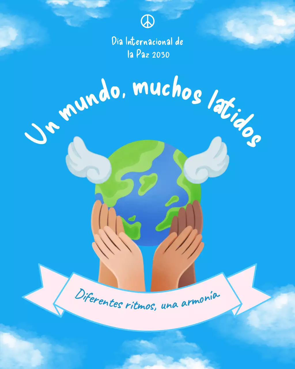 Publicación de Instagram del anuncio de paz artística azul