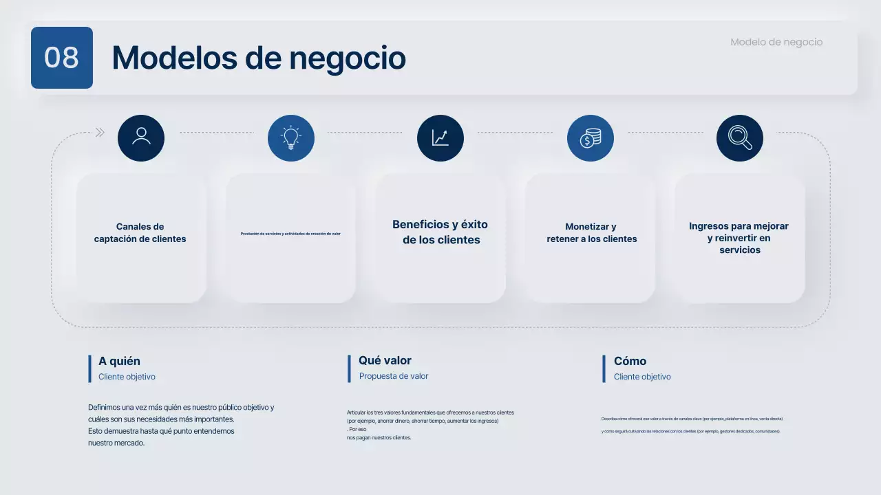 Propuesta de negocio moderna en gris y azul marino