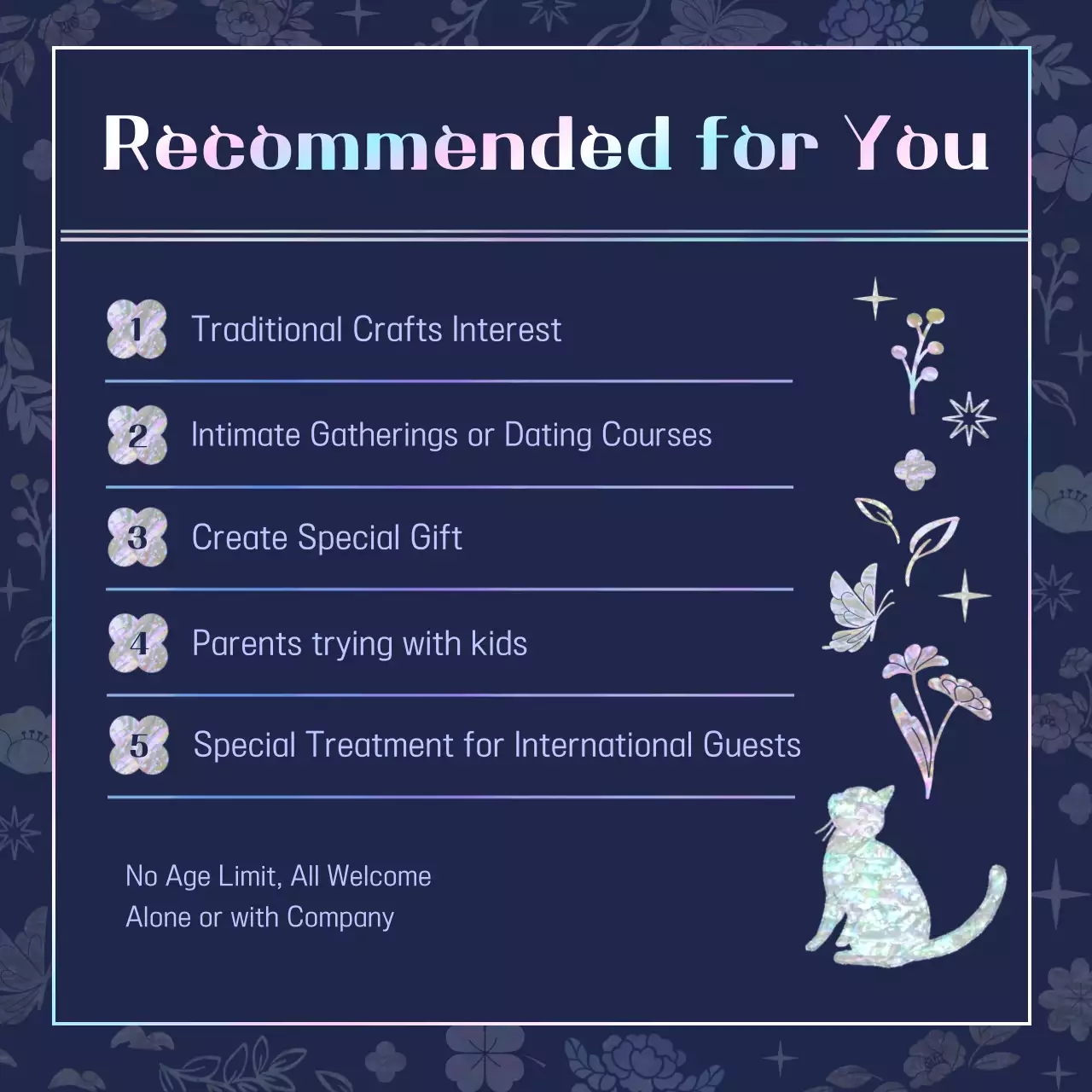 Guide to the one-day class on traditional mother-of-pearl lacquerware crafts in navy blue