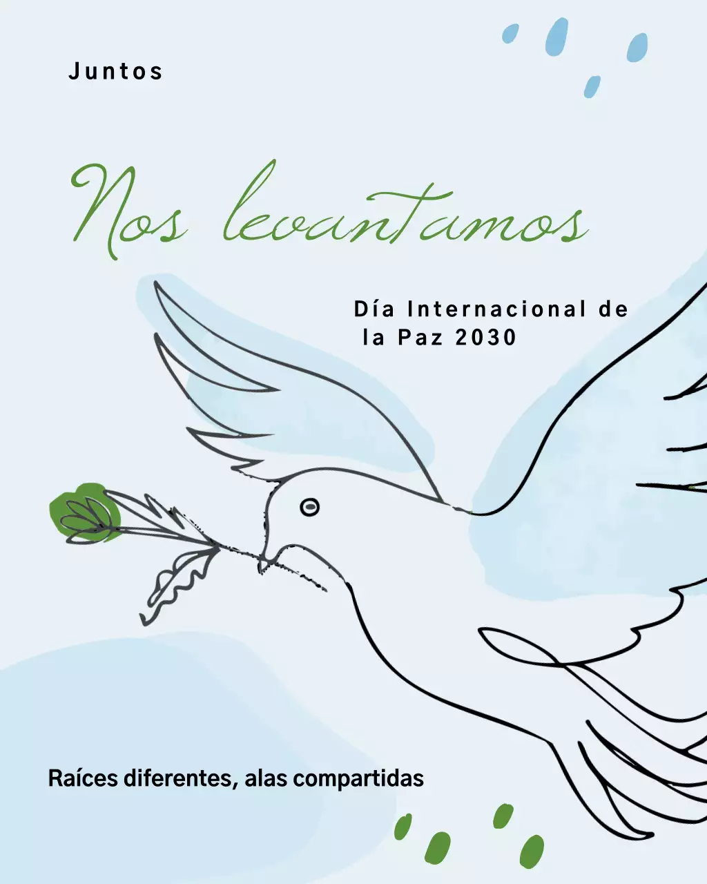 Publicación de Instagram con un anuncio de paz minimalista en azul