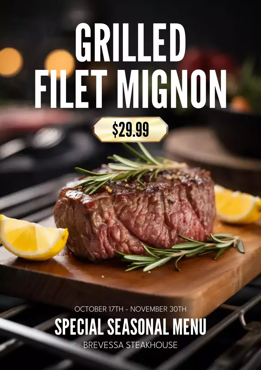 Brown Rustic Steak Menu Poster