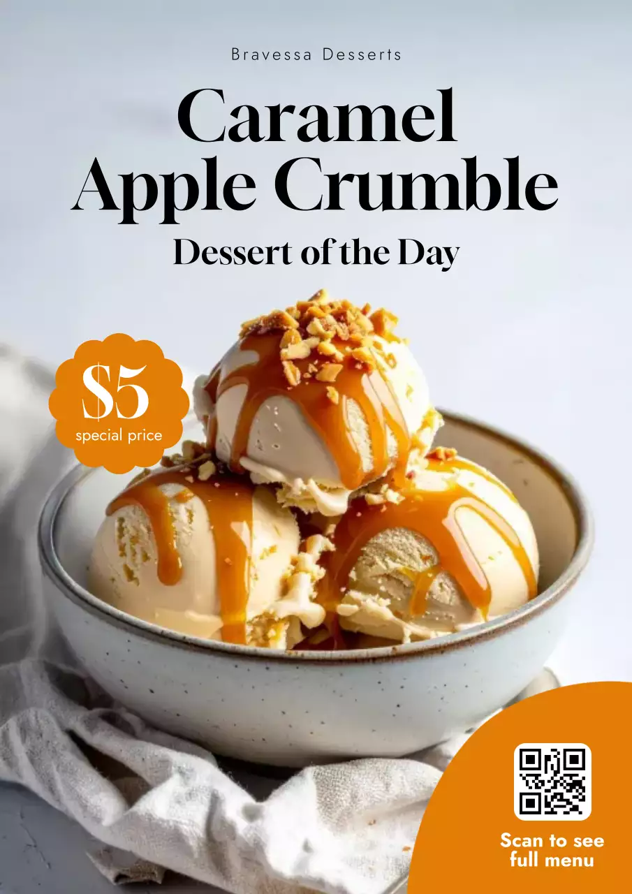 Orange Modern Dessert Promotion Poster