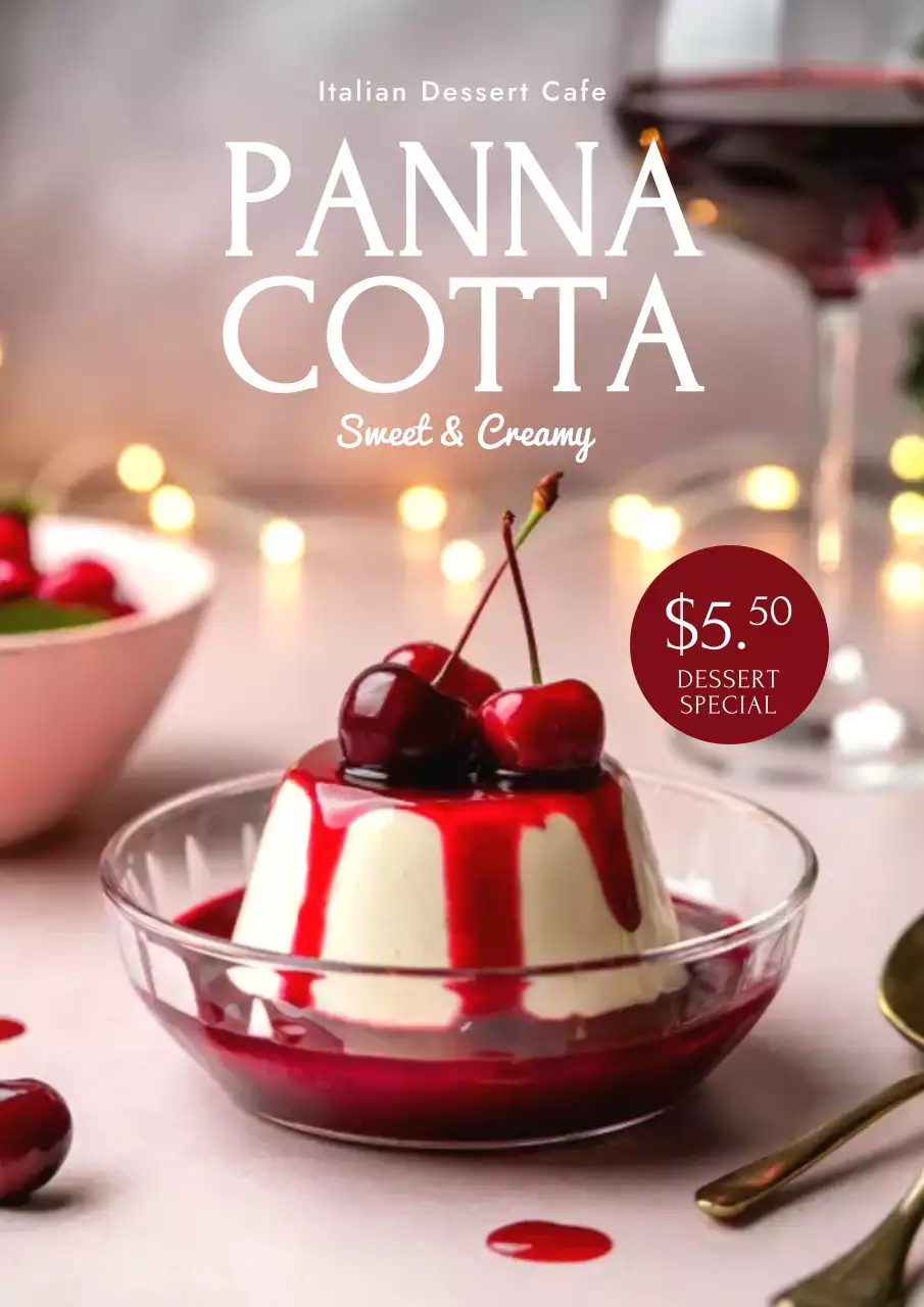 Red Elegant Dessert Promotion Menu Poster