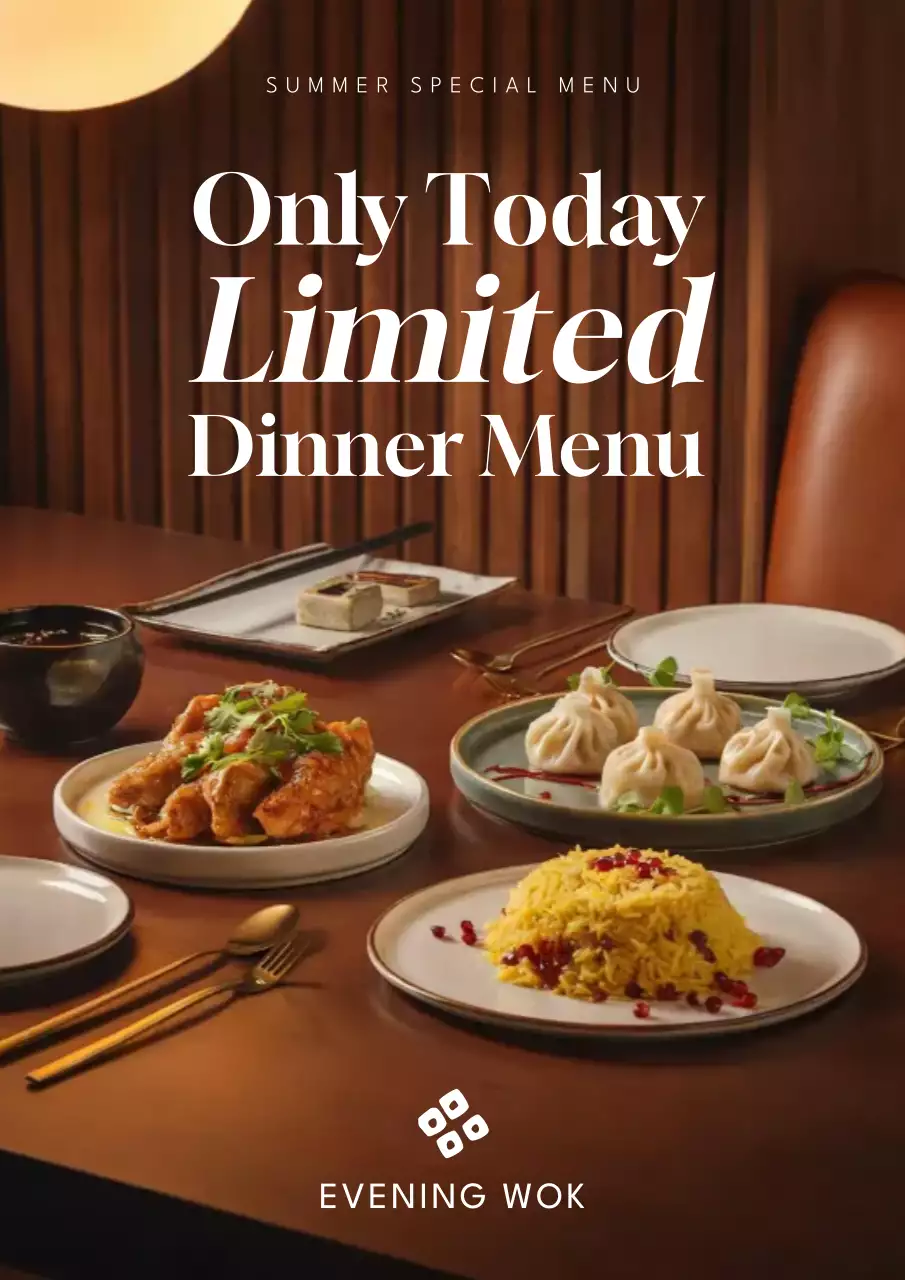 Brown Elegant Dinner Menu Promotion Poster