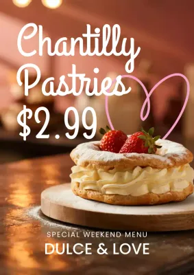 Beige Elegant Pastry Promotion Menu Poster