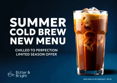 Blue Modern Coffee Promotion Menu Poster