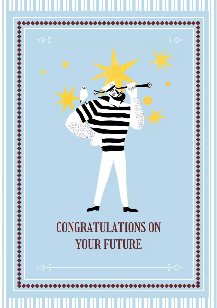 하늘색 빈티지 축하 인사