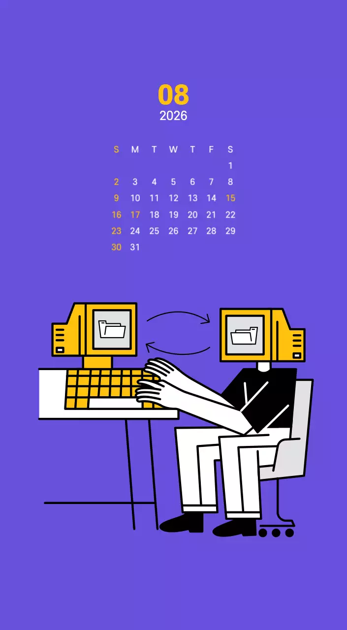 보라색 배경에 깔끔한 라인 일러스트