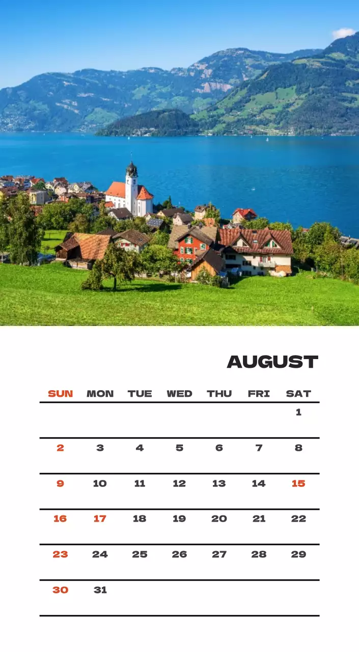 사계절 풍경의 여행 사진과 깔끔하고 과감한 텍스트 레이아웃의 연말 연시 기념 여행사 기업