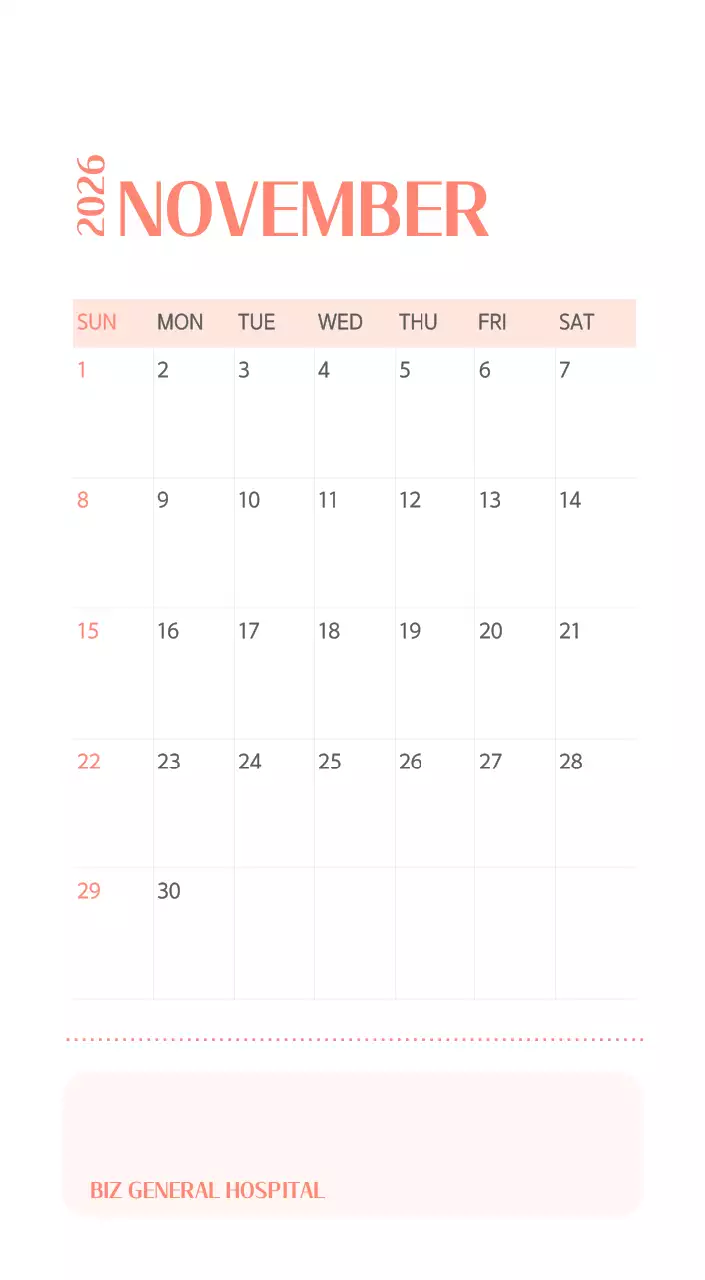 깔끔하고 알록달록한 컨셉의 병원 달력