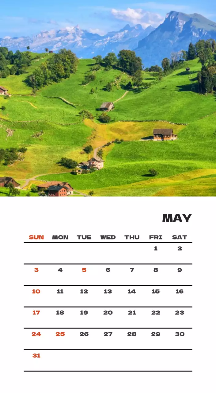 사계절 풍경의 여행 사진과 깔끔하고 과감한 텍스트 레이아웃의 연말 연시 기념 여행사 기업