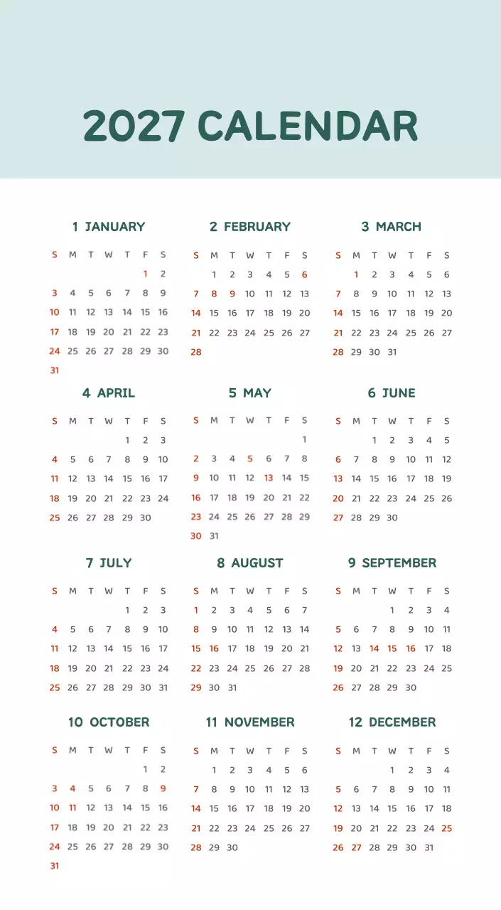 다양한 컬러의 감성적인 일러스트가 들어간 달력