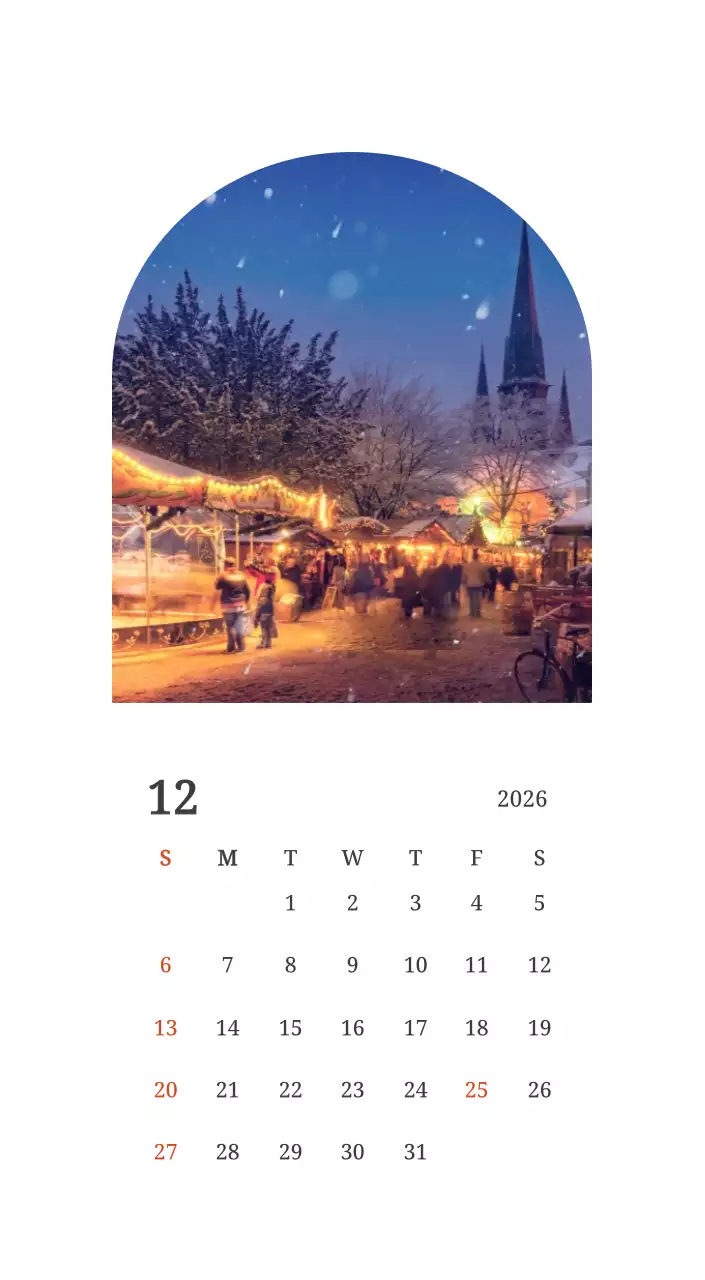 풍경 속 교회가 돋보이는 사진들로 이루어진 달력