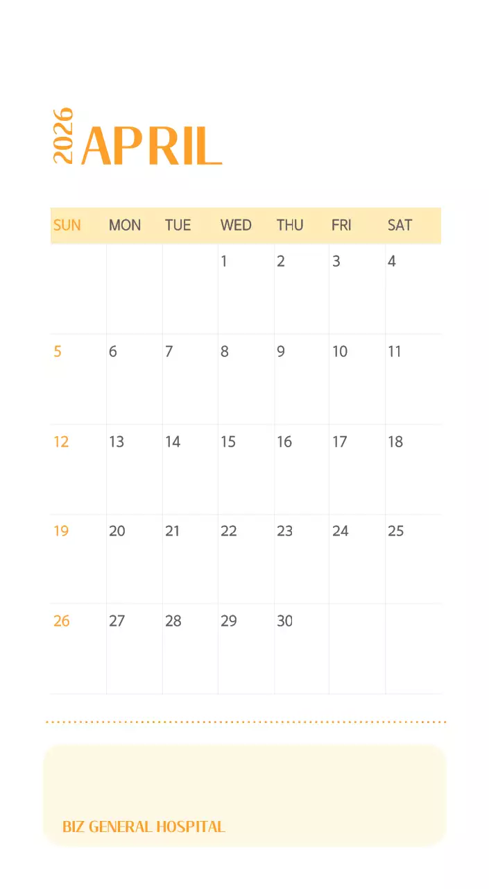 깔끔하고 알록달록한 컨셉의 병원 달력