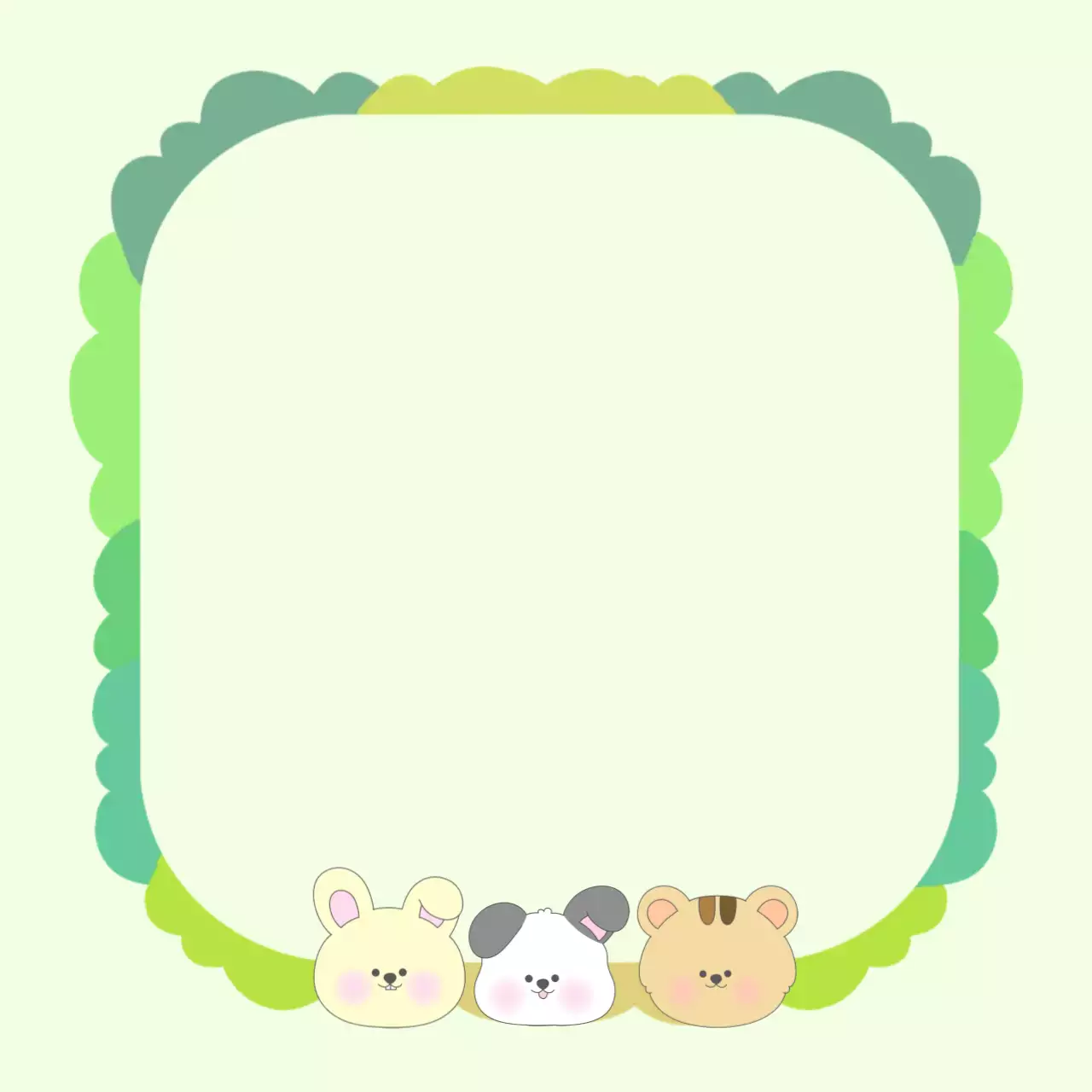 연두 아기자기한 동물 숲 프레임