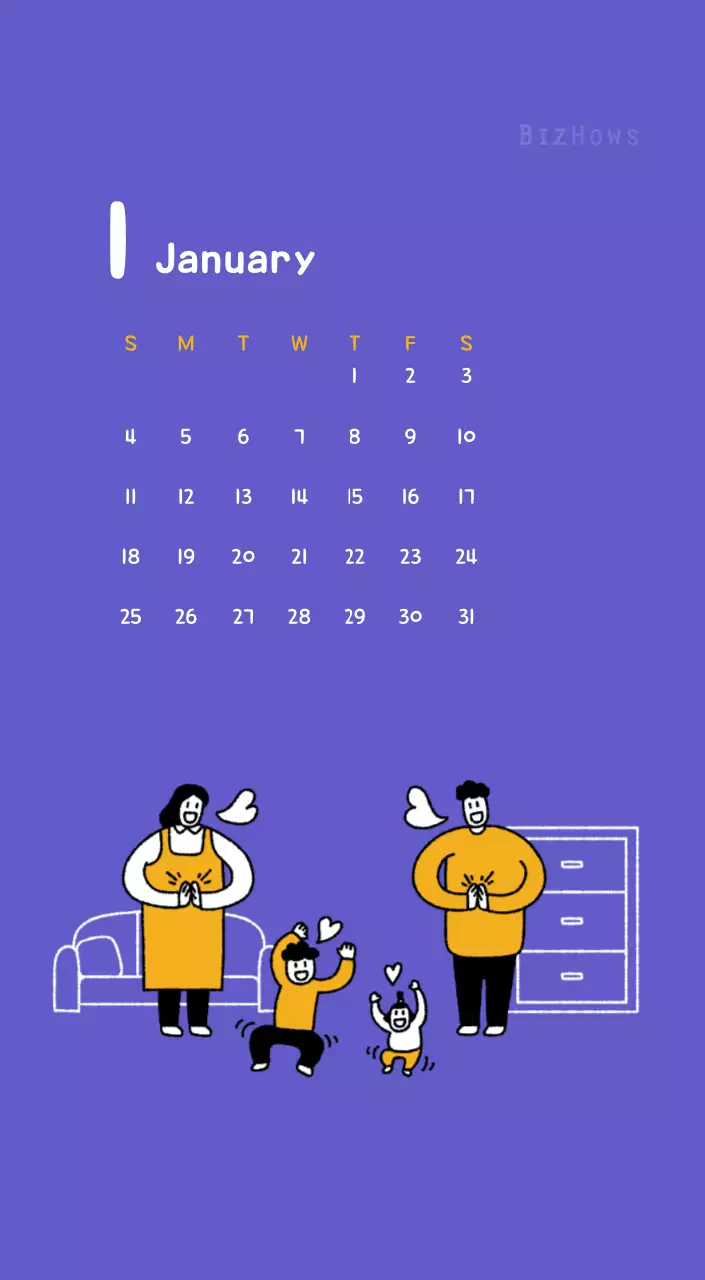 귀여운 일러스트의 신년 달력