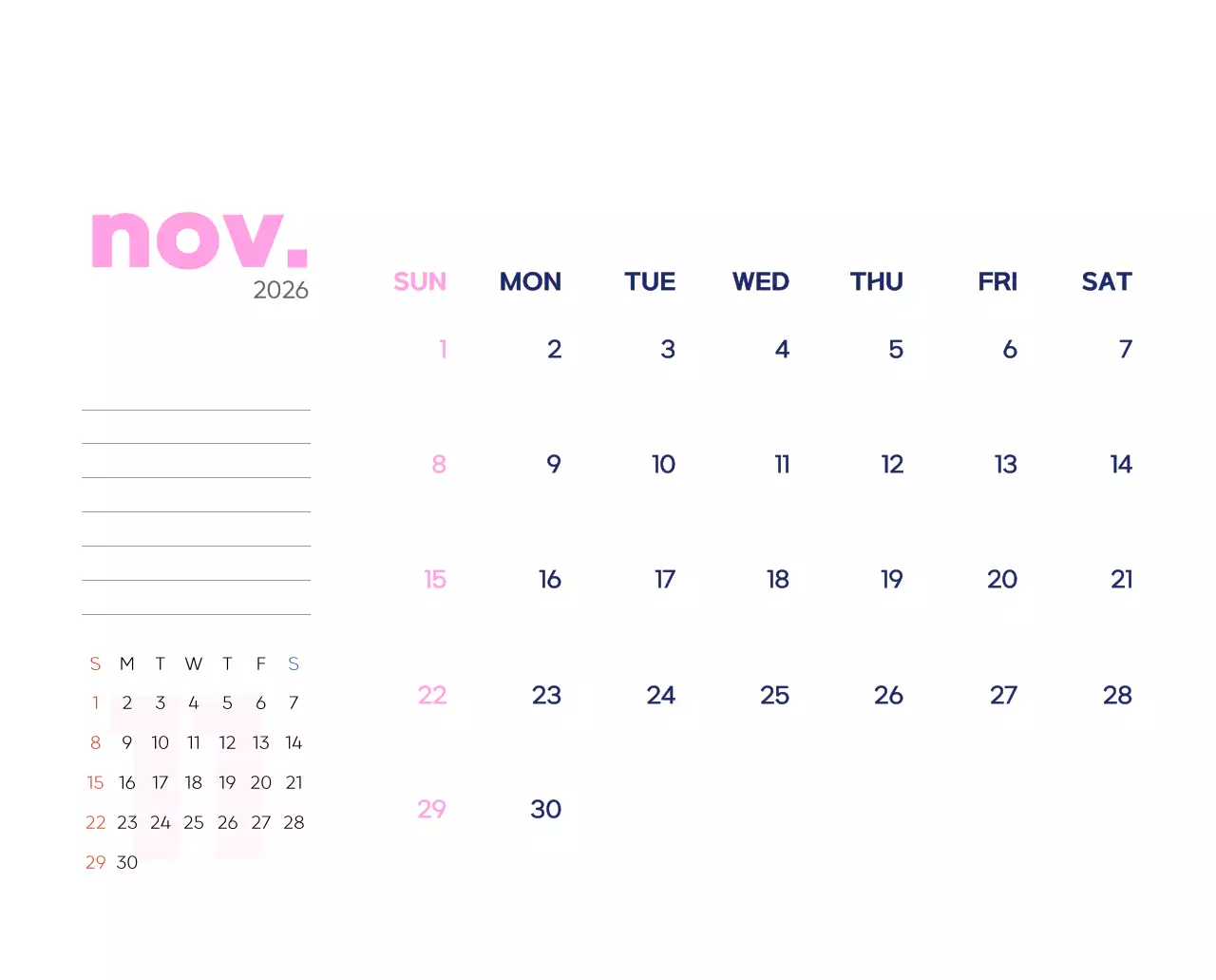 아기자기한 일러스트가 있는 업무용 달력