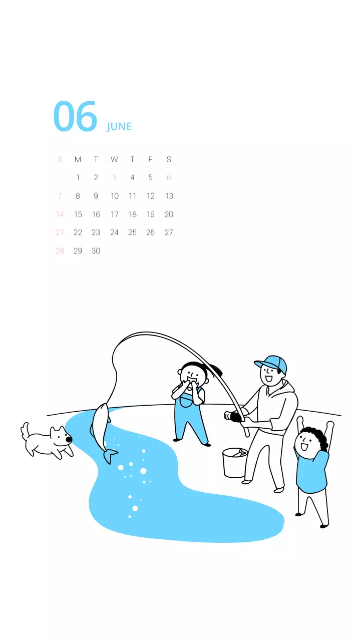 다양한 컬러의 일러스트 달력