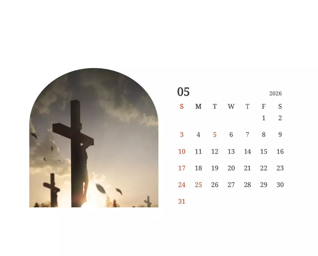 풍경 속 교회가 돋보이는 사진들로 이루어진 달력